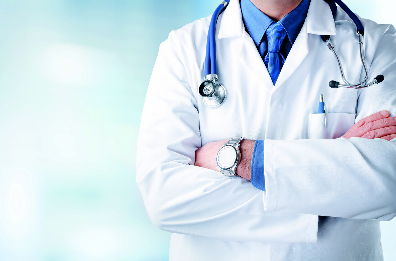 Healthcare professional wearing a lab coat and stethoscope, representing regulated professions supported by Temple Legal Protection’s legal expenses insurance